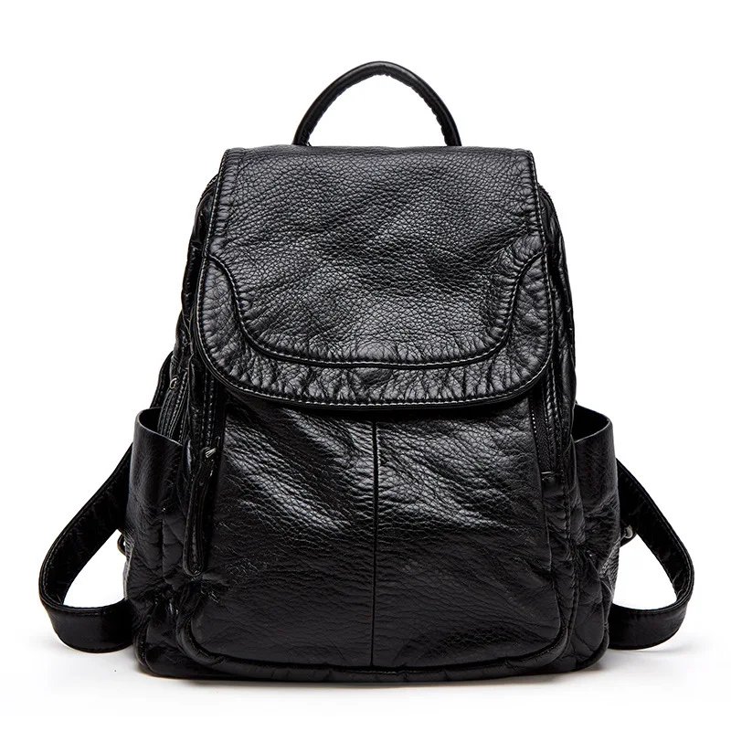 

Fashion Women's Fashion School Bag Tide Casual Fashion Soft Leather Shoulder Bag ﻿Pu Leather Flip Backpack Women's Travel Bag
