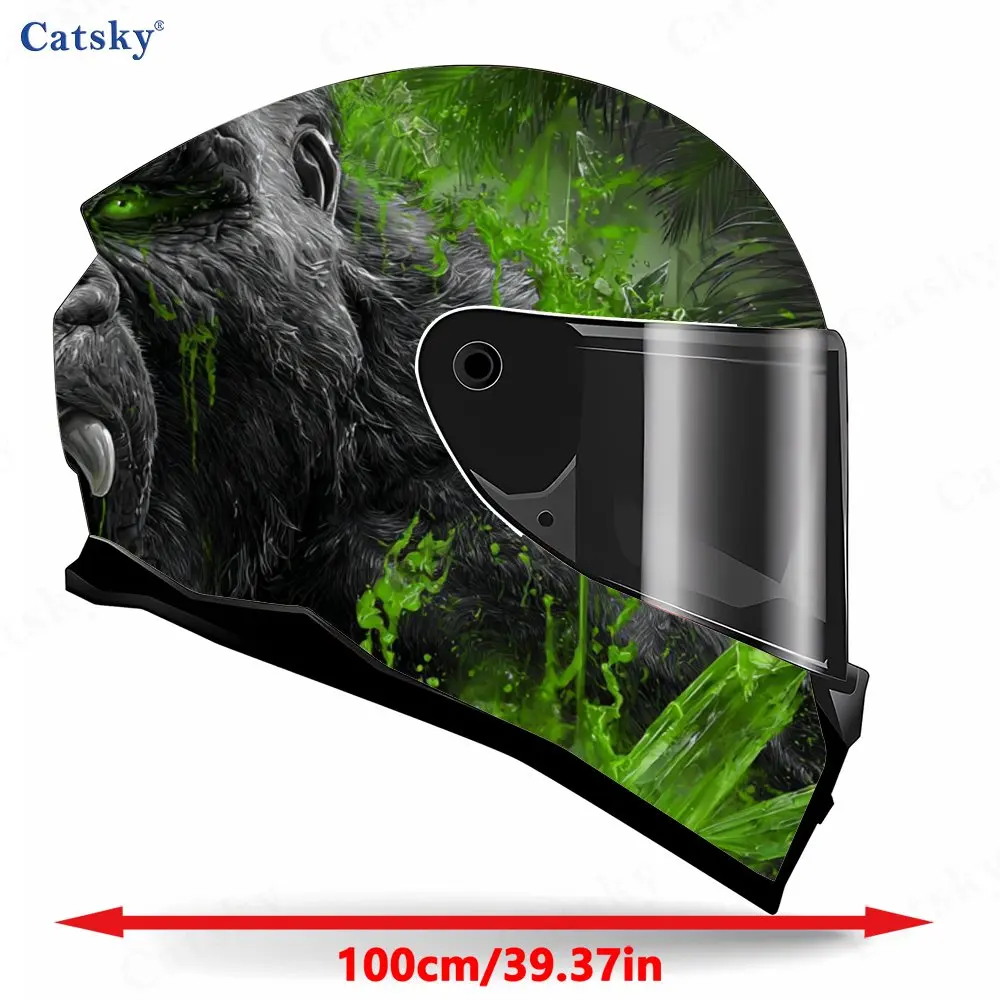 Green-eyed Gorilla Print Helmet stickers , PVC Material Multifunctional Helmet Stickers, Scratch-Resistant & Fade-Proof, Easy to