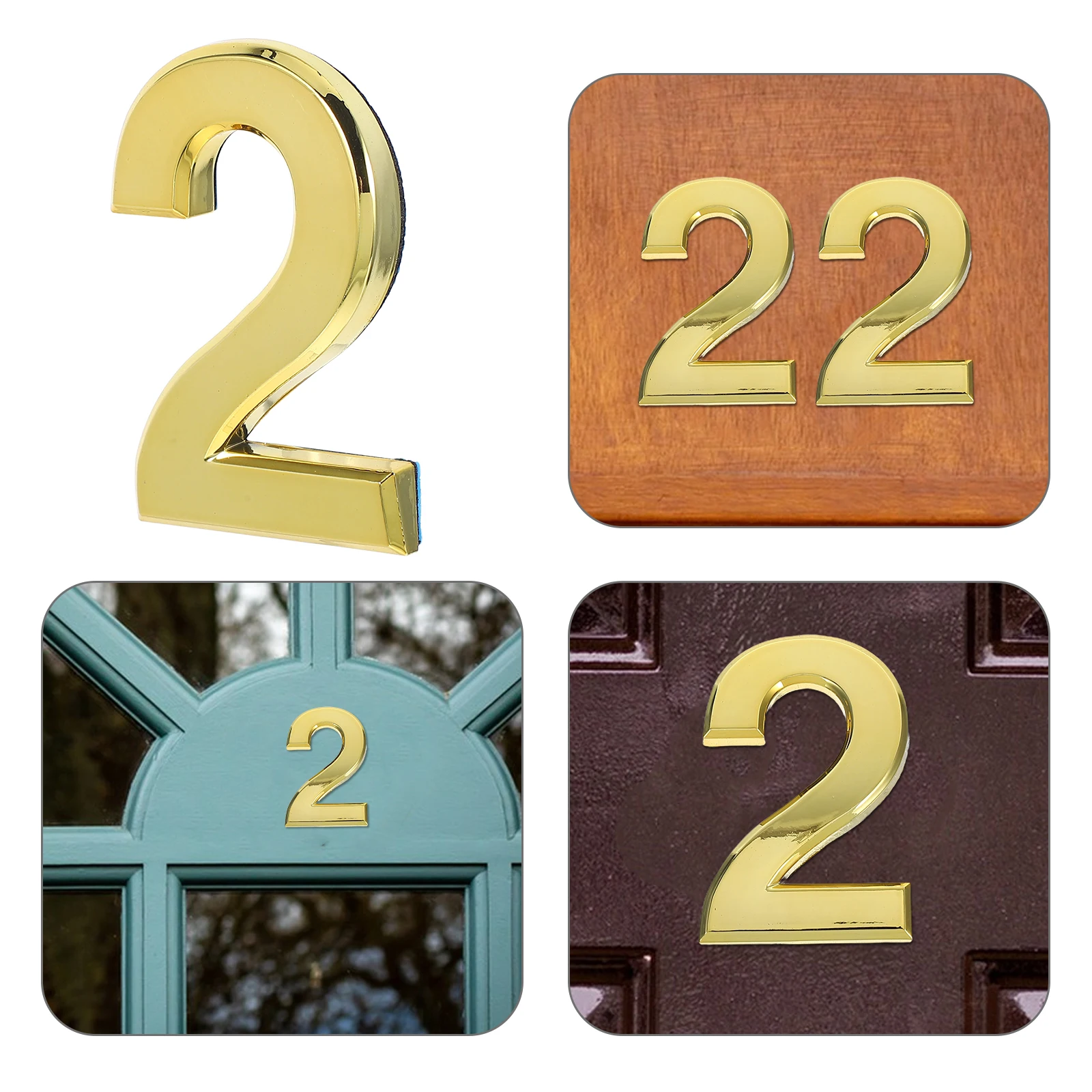 

2 Pcs Three-dimensional Door Number Address Numbers for House Apartment Stickers Abs Adhesive Name Plate Signs