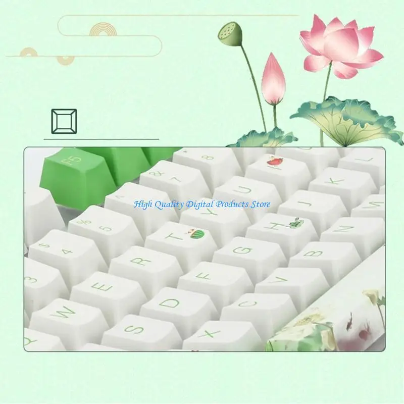 

U2JE 108 Keys OEM Profile Keycaps DYE-SUB Lotus Flower Keycap for Mechanical Keyboard