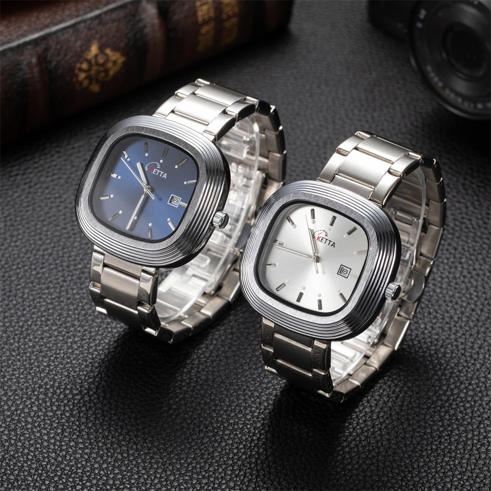 KETTA موضة جديدة ساعات ترفيهية للرجل مضيئة التقويم وظيفة مربع الهاتفي مقاوم للماء ساعة كوارتز رجالية reloj hombre