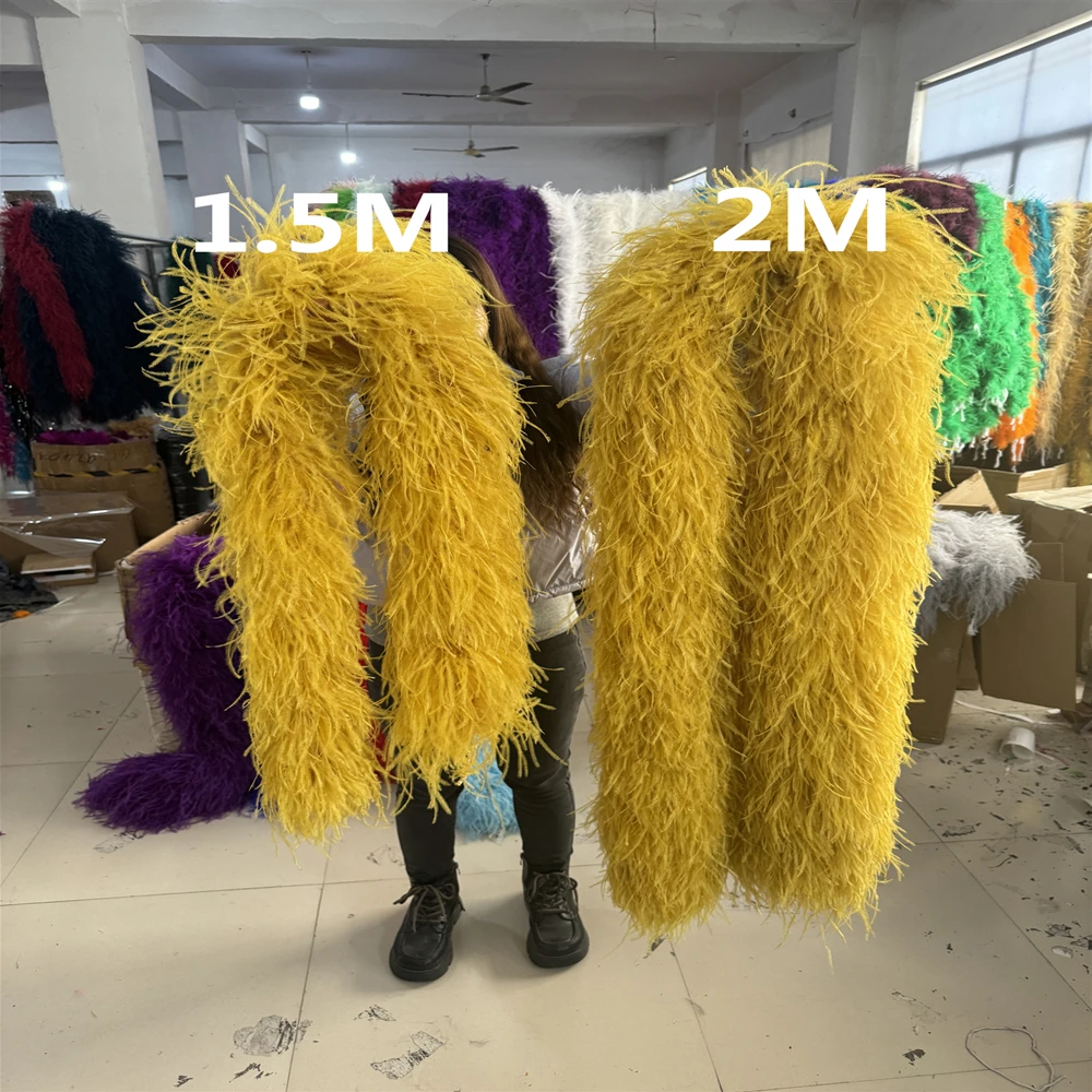 

6 to 35 ply Fluffy Luxury Ostrich Feather Boa 1.5/2 Meters Natural Ostrich Plume Trims Scarf for Craft Clothing Sewing Accessory