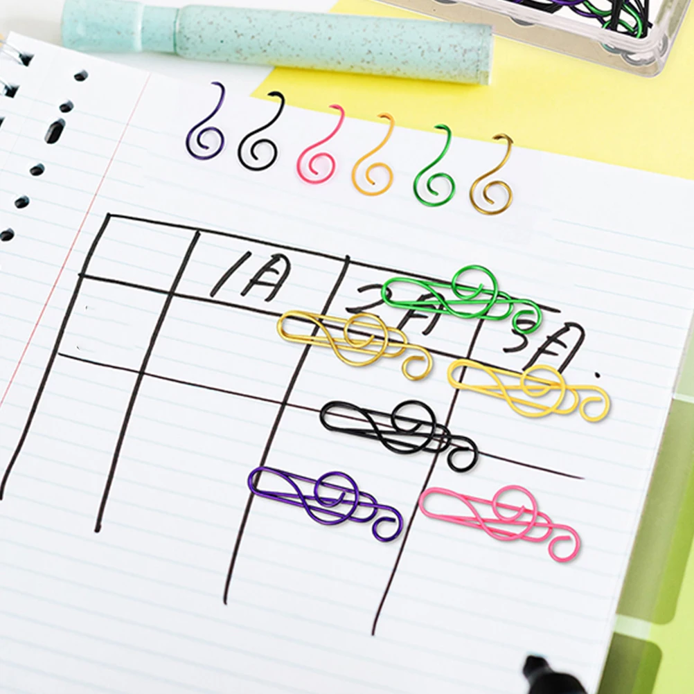

85pcs Colorful Paper Clips Creative Music Notes Shaped Office Supplies Metal File Document Clips Cute Stationery Gifts