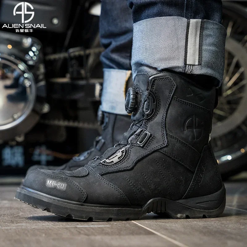 MT-20 Anti-fall Motorcycle Rally Boots MT-10 Leather Waterproof Riding Shoes Knob Design Racing Motorcycle Riding Cowhide Boots