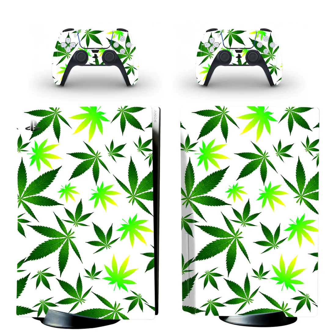 Green Leaf Weed PS5 Disc Skin Sticker Protector Decal Cover for Console Controller PS5 Disk Skin Sticker Vinyl