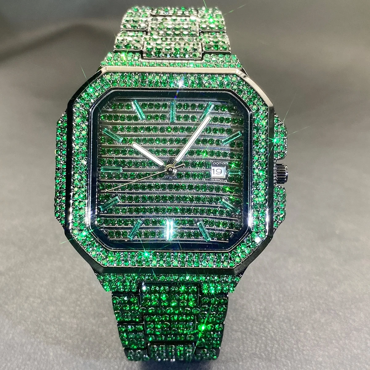 

Iced Out часы для мужчин, высокое качество, роскошные бриллиантовые квадратные водонепроницаемые кварцевые наручные часы в стиле хип-хоп, мужские часы Relogio Masculino