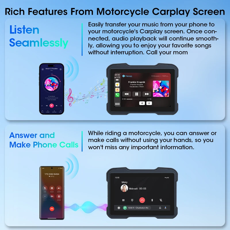 راديو دراجة نارية Srnubi مقاس 5 بوصات لسيارات BMW R1200GS/ R1250GS/ R1300GS /S1000XR ملاحة GPS CarPlay Android ستيريو تلقائي للدراجات النارية
