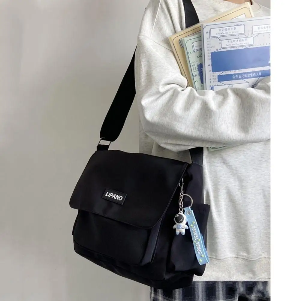 Vintage Nylon Umhängetasche, Umhängetasche mit großer Kapazität, lässige Umhängetasche mit Klappe für die Schule