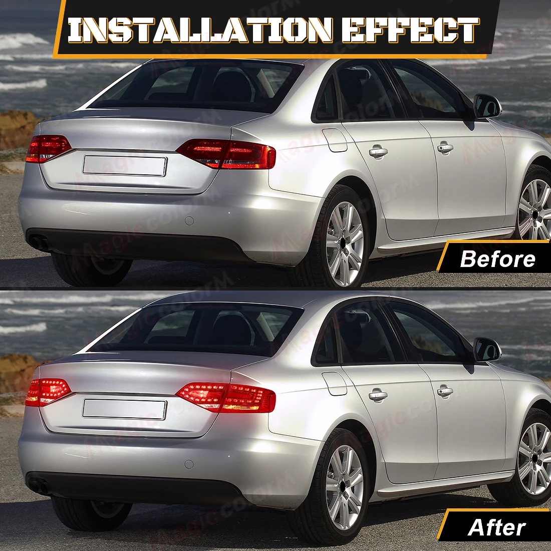 لأودي A4 B8 2009 2010 2011 2012 الخلفية الذيل ضوء الخلفية بدوره مصباح إشارة LED الفرامل تحذير ضوء سيارة الذيل ضوء الجمعية 12 فولت