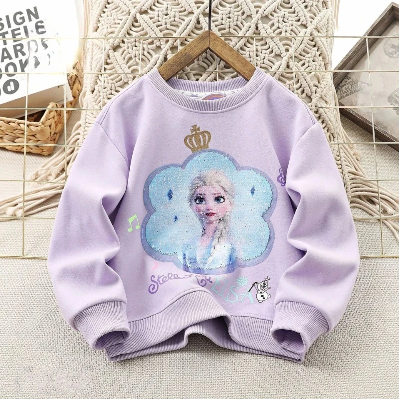 

2025 Elsa Girls Hoodie, Color-Changing Glitter Pullover for Big Kids & Teens Fashion Top
