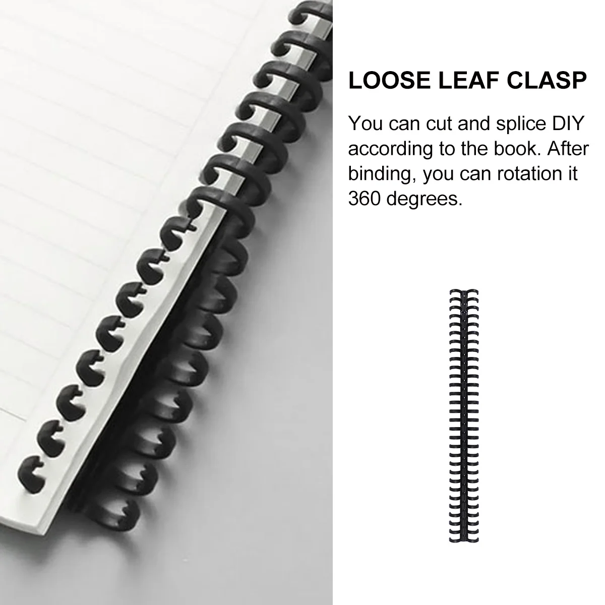 

10Pcs Comb Binder Spines Flexible Plastic Black Binding Clips 10 Hole Loose-Leaf Rings for Office Supplies Notebook Report