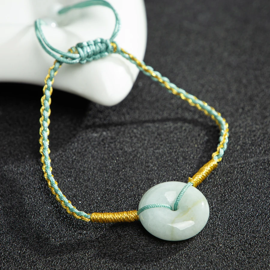 

TIMESWIND Natural Myanmar A-type Jade Light Green Safety Buckle Hand-woven Women Bracelet Certificate