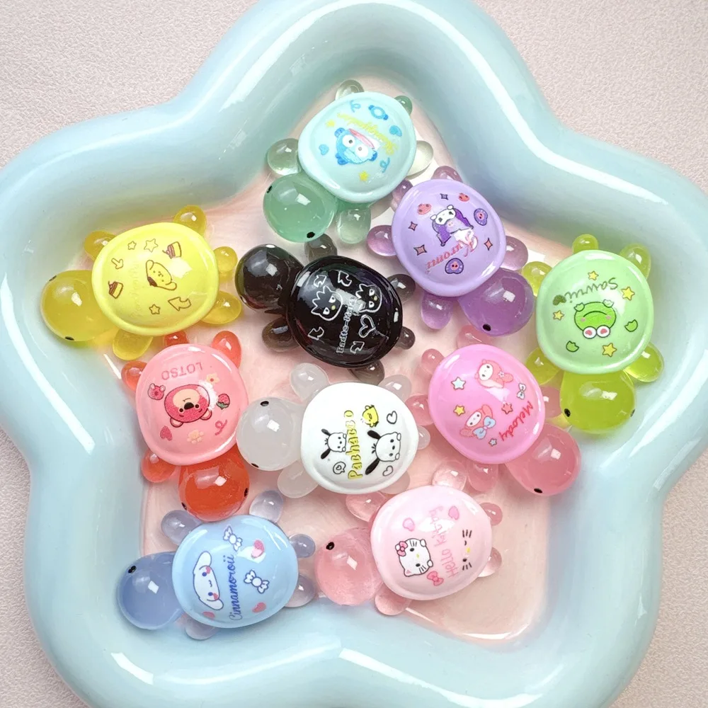 

5cm Night Light Sanrio Flower Turtle Resin Jewelry Pack with Ten Colorful Sanrio Printed Turtles for Boys and Girls Holiday Gift