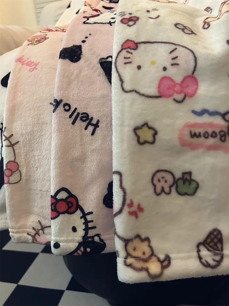 الكرتون مرحبا كيتي السراويل المتسكعون المرجان الصوف بنطلون بيجاما الإناث الخريف الشتاء Kawaii فتاة ملابس فضفاضة هدية عيد ميلاد