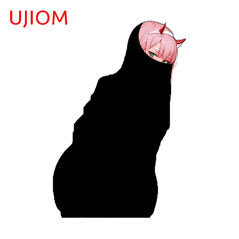 Наклейка на стену UJIOM Zero Two Animelover Silhouette, изысканная, очаровательная, клейкая наклейка, подходит для декора игровой комнаты