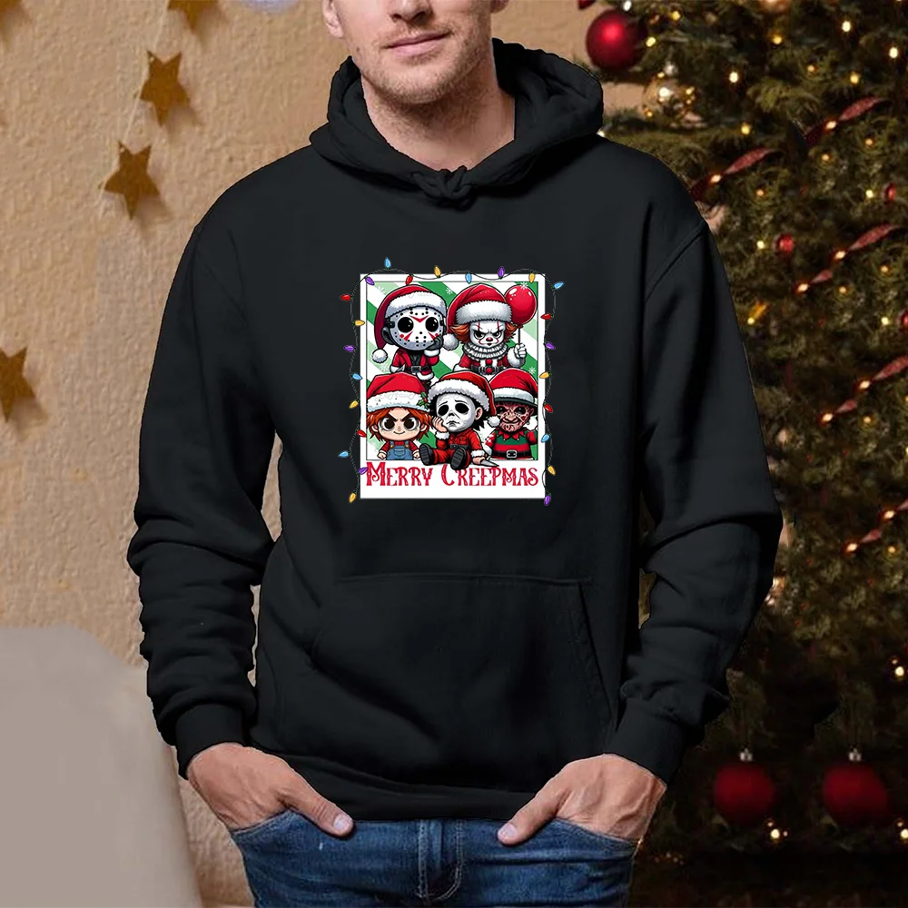 

Christmas Horror Movie Print Hoodie Men's Casual Fall and Winter Hoodie Christmas Horror Hoodie Top