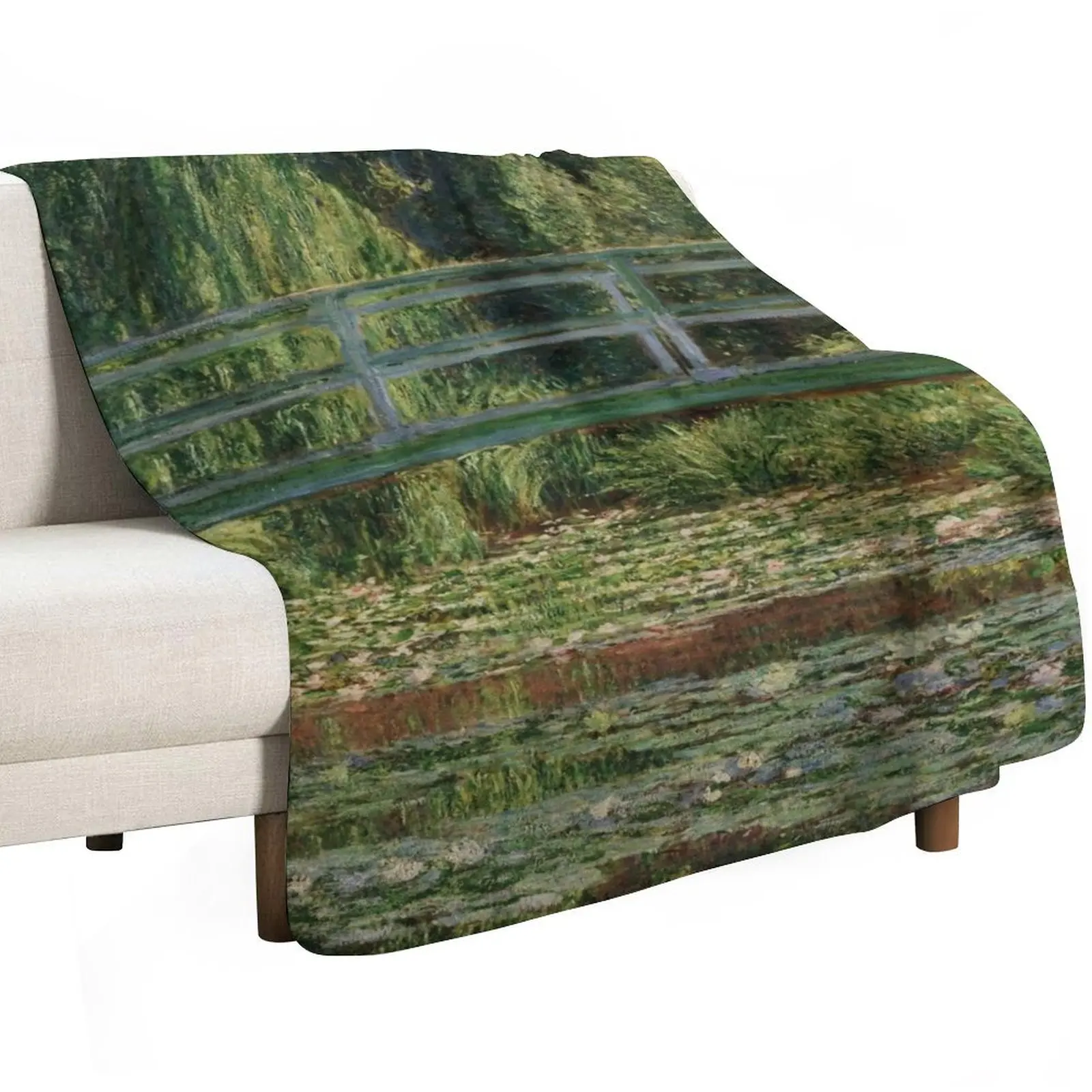 بطانية رمي جسر مونيه اليابانية، سرير مزخرف، أريكة مريحة، بطانيات من الفلانيل