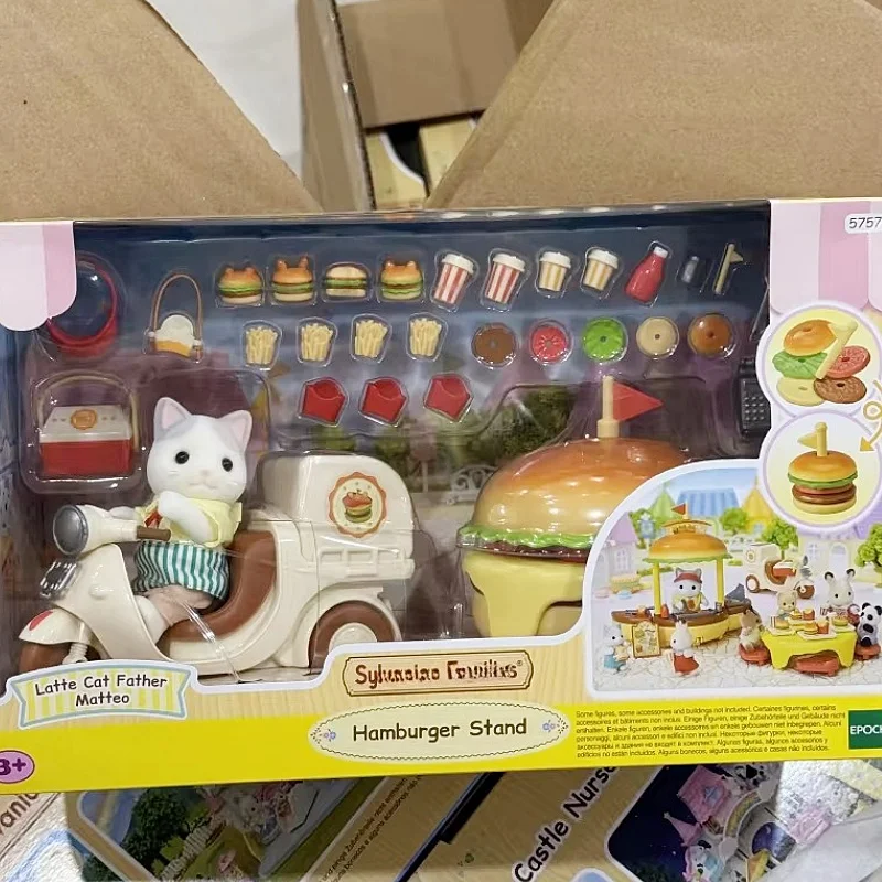 

Sylvanian Anime Figure A Set Baby Hamburger Stand Kawaii Cute Desktop Families Decoration Christmas Gift For Children