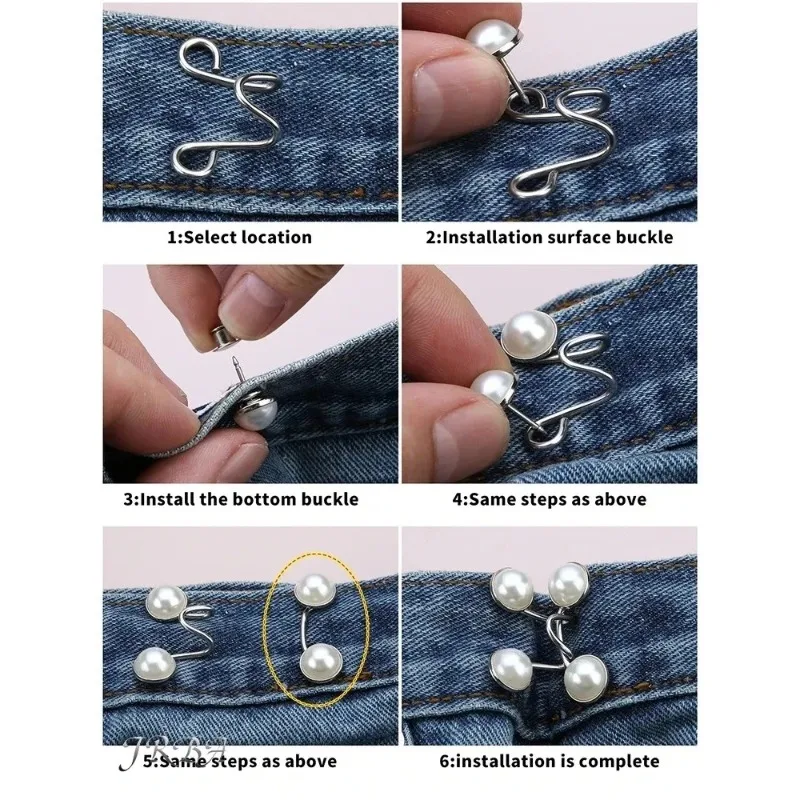 No-Sew Jean Waist Tightener, Adjustable Metal Pants Button for Loose Jeans
