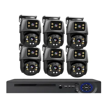 

6CH 6MP POE PTZ CCTV Camera Kit System H.265 Poe Nvr Kit 3K Auto Tracking PTZ 6CH 6MP Dual Lens POE Security Camera Kit