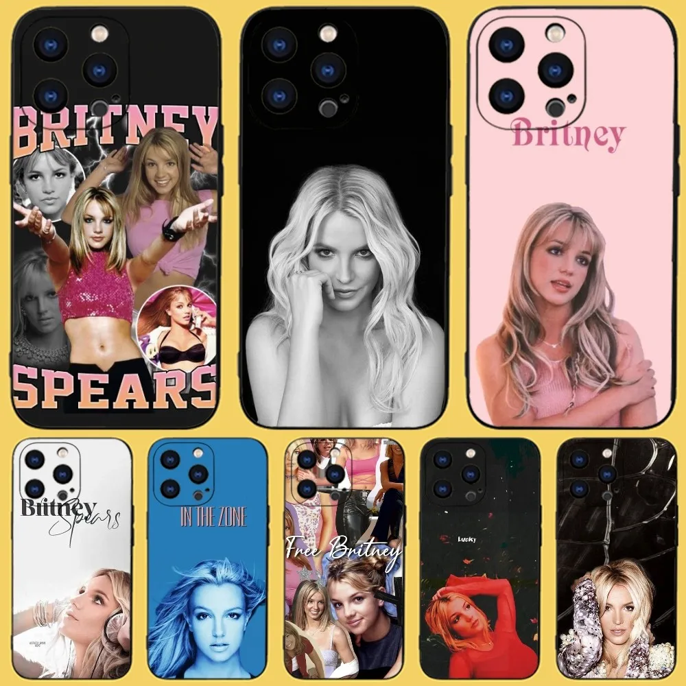 Britney Spears Singer Phone Case For iPhone 15,14,13,12,11 Plus,Pro,Max,XR,XS,X,7,8 Plus,SE,Mini Black Silicone Soft