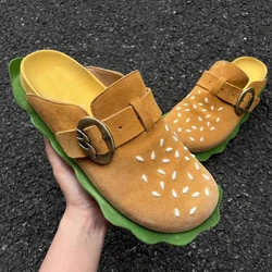 Autumn Women Slippers Funny Hamburger Shoes Platform Clogs Mules Outdoor Beach Sandals Female Casual Indoor Home Slides Loafers