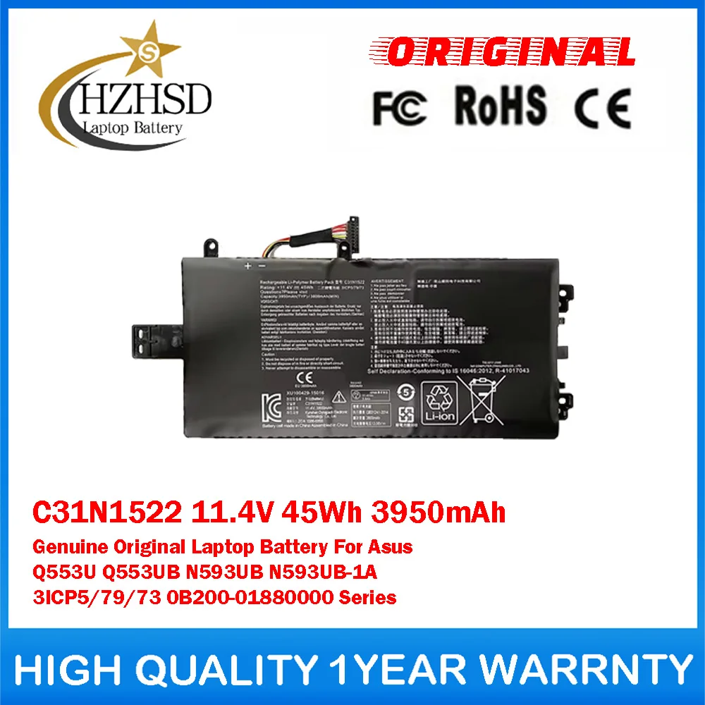 

C31N1522 11,4 В, 45 Втч, 3950 мАч, оригинальный аккумулятор для ноутбука Asus Q553U Q553UB N593UB N593UB-1A 3ICP5/79/73 0B200-01880000