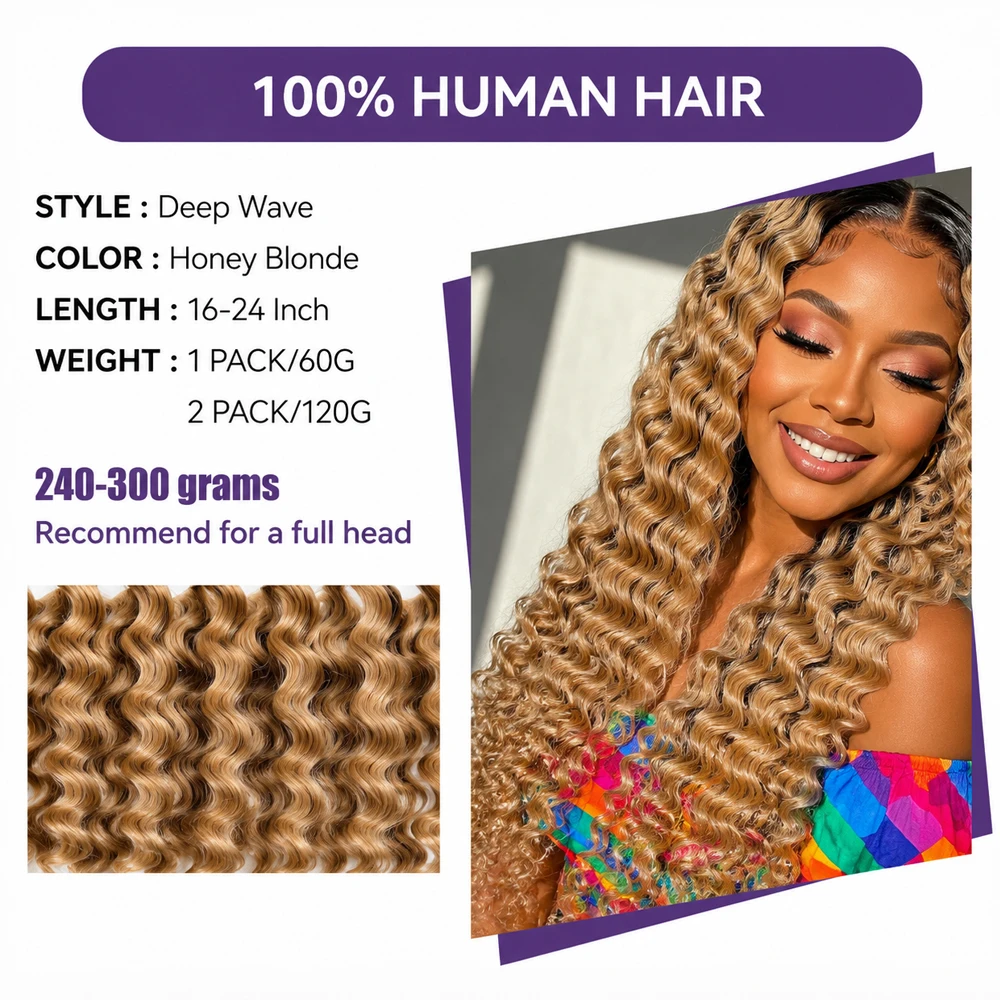 #27 Honey Blonde Deep Wave Fea - Hair Care Honey ulasan dan harga