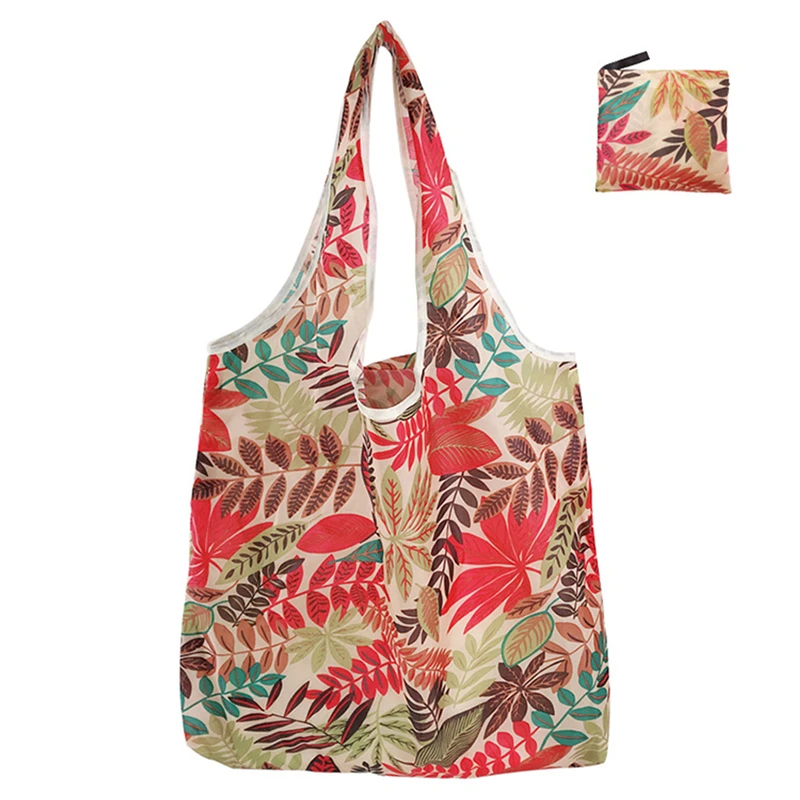 Foldable Floral Printed Casual Tote Female Handbags Single Shoulder Shopping Bags Daily Use Environment Protection Beach Bag