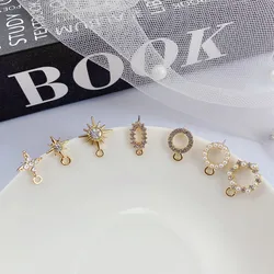 10pcs Pearl Earrings Base Round Hollow Sunflower Earrings Connectors Earring Settings Diy Jewelry Making Findings Accessories