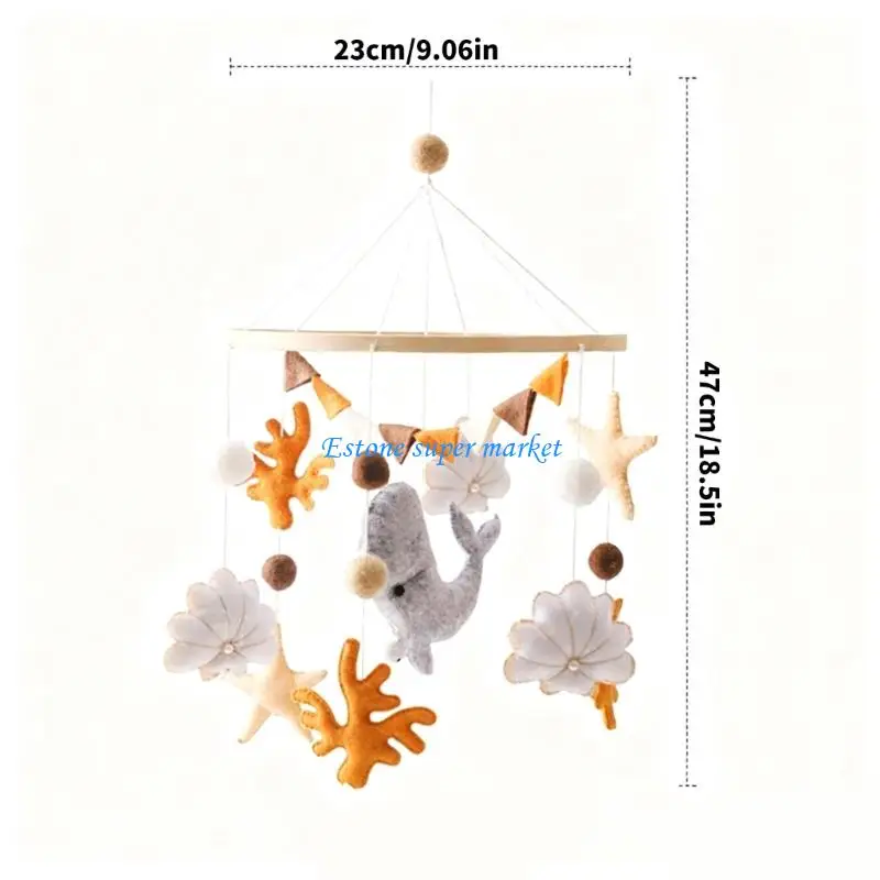 090B Mobile per coralli balena in legno realizzato a mano per culle Facile installazione e sviluppo sensoriale interattivo
