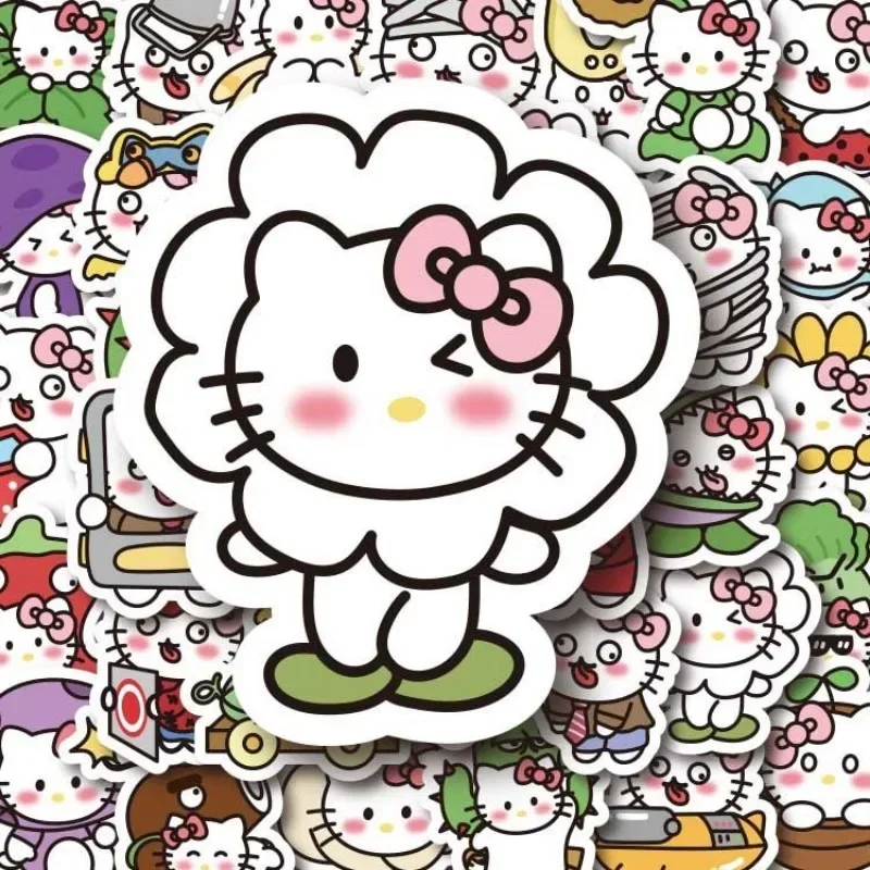 60 шт., набор наклеек HelloKitty, водостойкая кожа для ноутбука, Sanrio, аниме-наклейки, милый забавный чехол для телефона, кавайная упаковка, украшение «сделай сам»