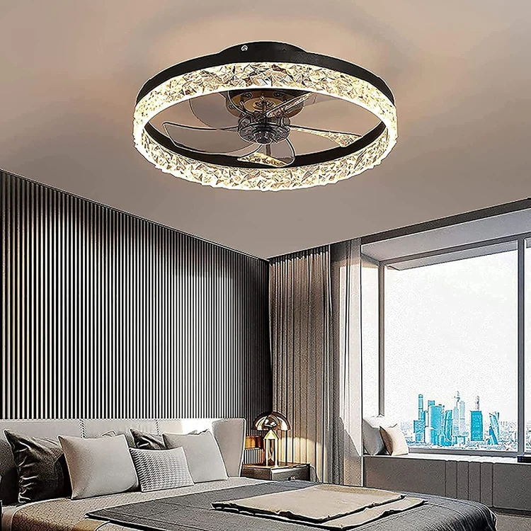 Office Ceiling Fan Light Smart Bladeless Fans Chandelier Speed Timing Profile Fan for Bedroom Living Room Kitchen