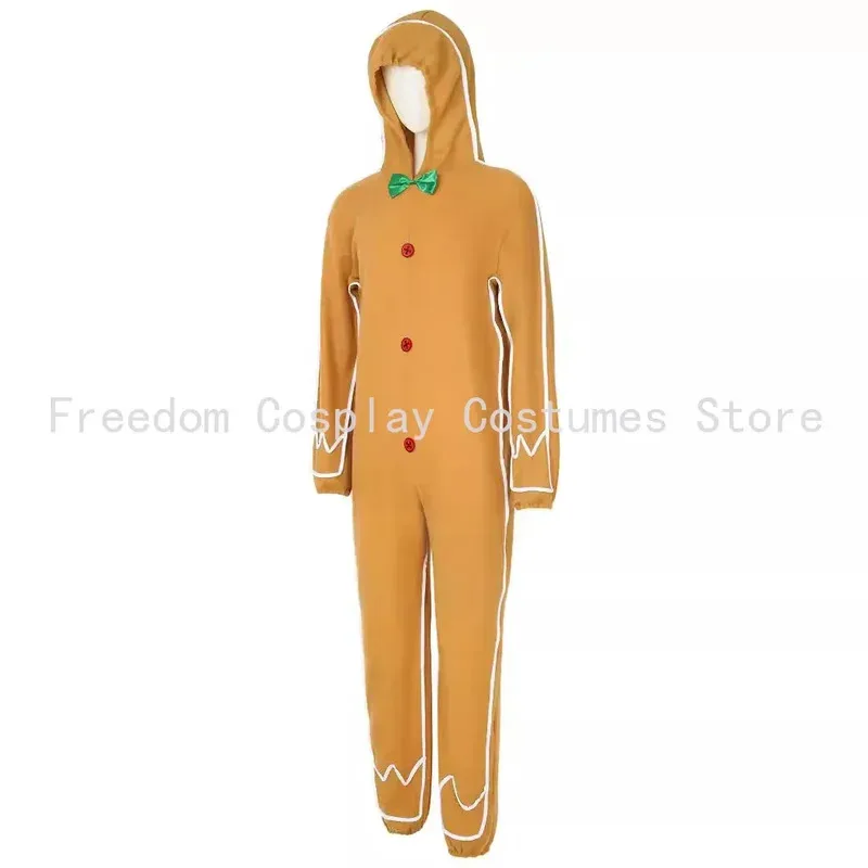 

Men and women Adult Gingerbread Cookie Long Sleeve Hooded Jumpsuit 2024 New Arrival Christmas Cosplay Dress Up Partyx;2'a,6.h;8'