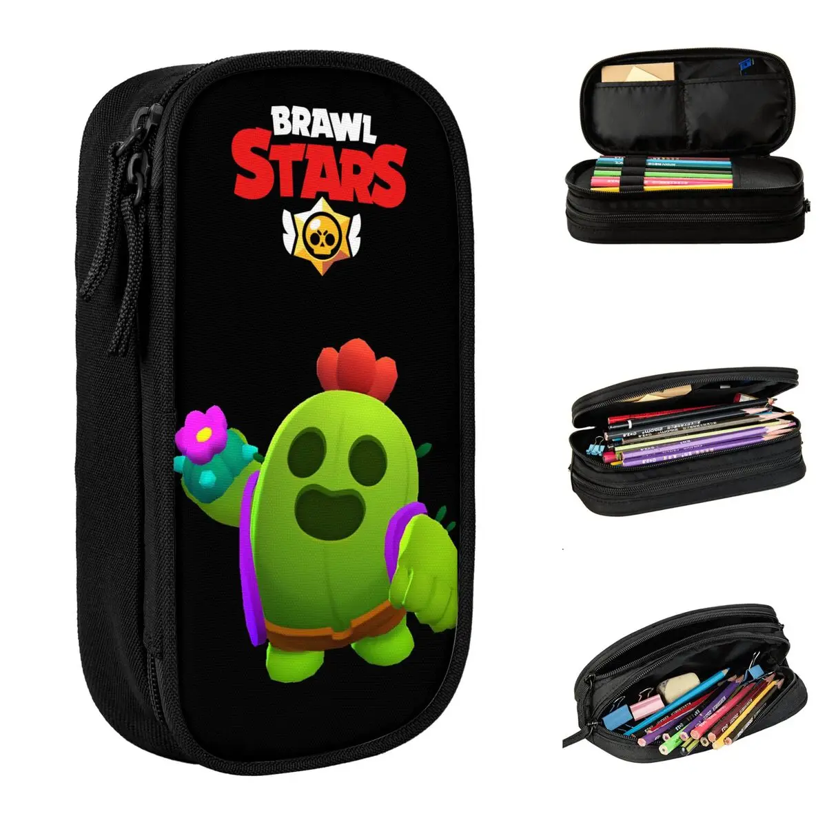 Cute Trançado Game Pencil Case para meninas e meninos, grande saco de armazenamento para estudantes, papelaria para escola, canetas, presente