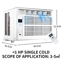 Aire acondicionado de ventana, refrigeración portátil montada en ventana, frío, temporizador de 24 horas, control remoto