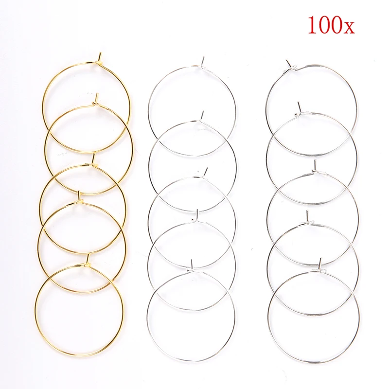 100pcs Wine Glass Charm Rings Earring Hoops Metal Wire Hoops Earrings Drink Markers DIY Christmas Wine Glass Markers New