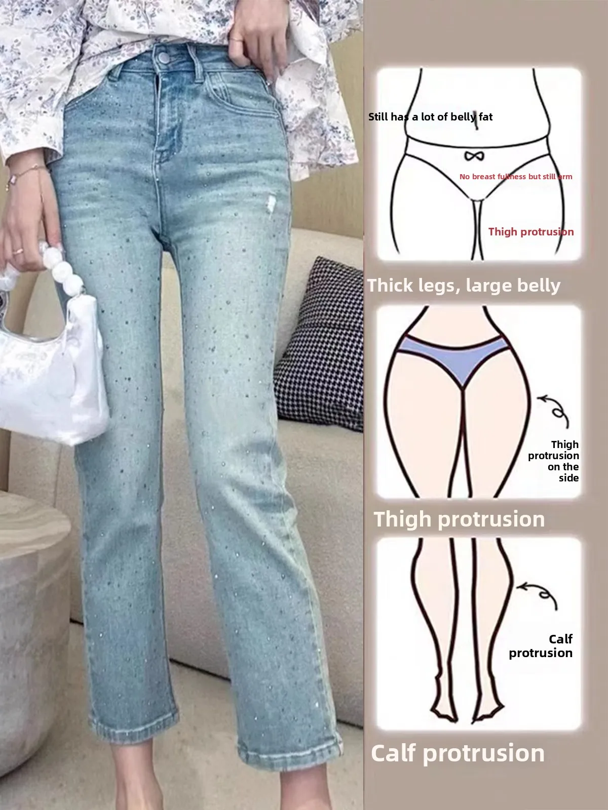 

Женские летние джинсы с высокой талией, прямые, из денима, укороченные, облегающие, универсальные, маленькие размеры, модель «труба»