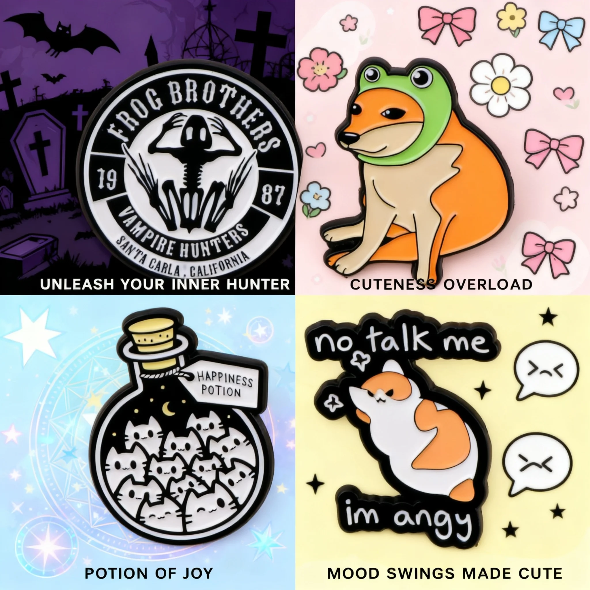 

Cute Cat No Talk Me Enamel Pin Funny Dog Badges on Backpack Frog Brooch Lapel Pins Animal Jewelry Cosplay Accessories Toys Gift