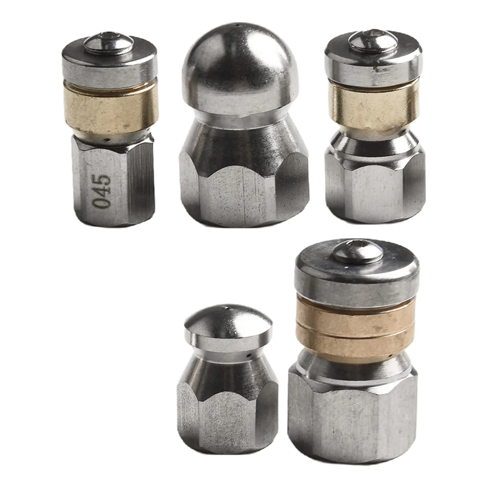 

Набор из 10 насадок Jetter Heads 1/4 дюйма, 3/8 дюйма с вращающимся кнопочным механизмом для очистки сливных отверстий, насадки для мойки под давлением, различные варианты насадок