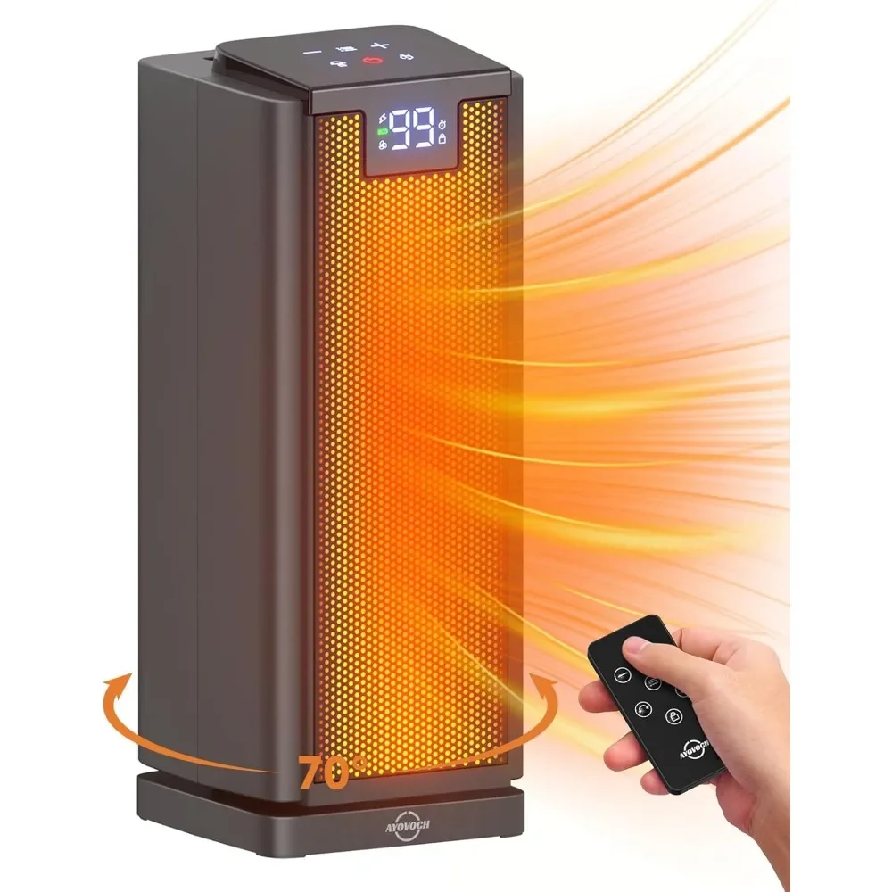 Space Heater with Remote,1500W PTC Ceramic Tower Space Heater for Indoor Use,70°Oscillating Space Heater Programmable Thermostat