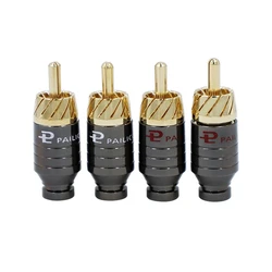 Luxo solda RCA Plug Jack conector, saída de áudio, entrada adaptador, banhado a ouro fone de ouvido, alto-falante, 4pcs