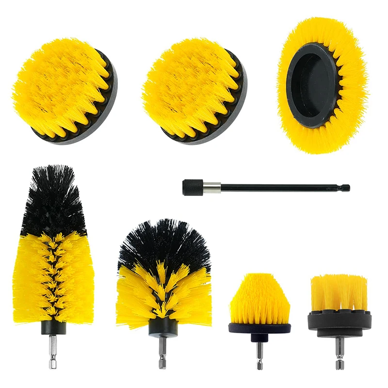 Zestaw szczotek do wiertarki, 6 szt. szczotek do czyszczenia z mocowaniem 1/4 cala z 1 szt. przedłużką, szczotka do czyszczenia zasilana elektrycznie