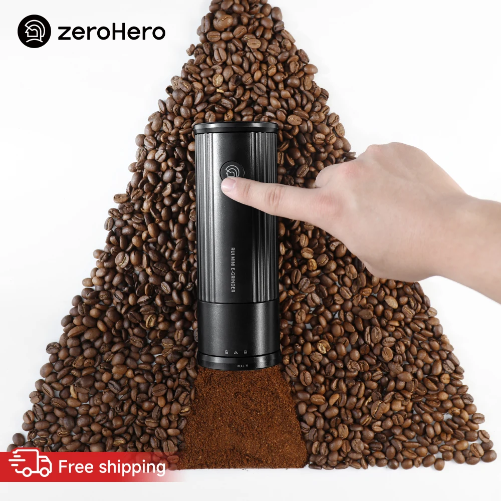 Coffee Bean Grinder Electric - เครื่องบดกาแฟไฟฟ้าขนาดกะทัดรัด zeroHero ใบมีดทรงกรวยขนาด 35 มม. ช่องใส่เมล็ดกาแฟ