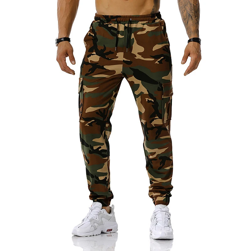 Autumn New Mens Camouflage Jogging Pants Multi-Pockets Outdoor Sport Sweatpants Running Training Casual Fitness Tracksuit Pants