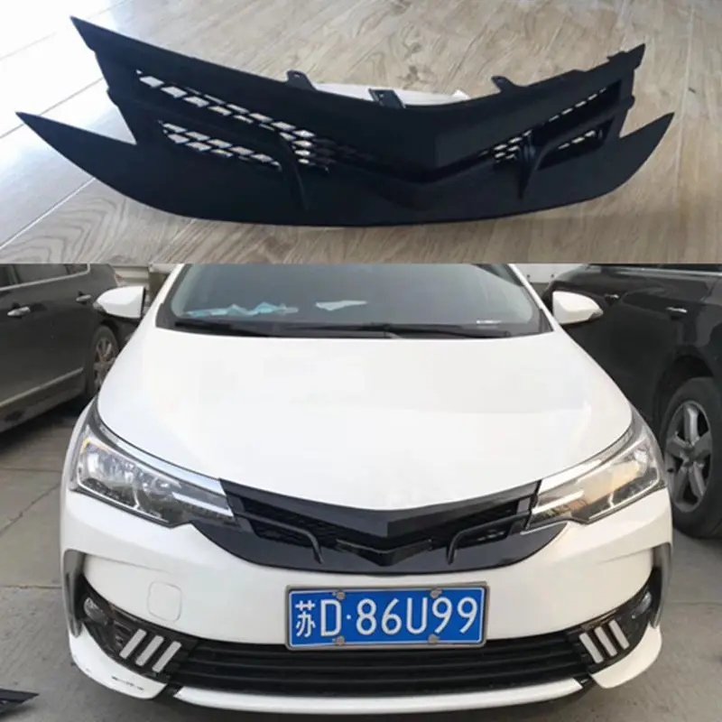 

Решетка GT из АБС-пластика для Toyota Corolla 2017 2018, Передние решетки, блестящая Передняя и центральная сетка, фотоэлемент, 1 шт.