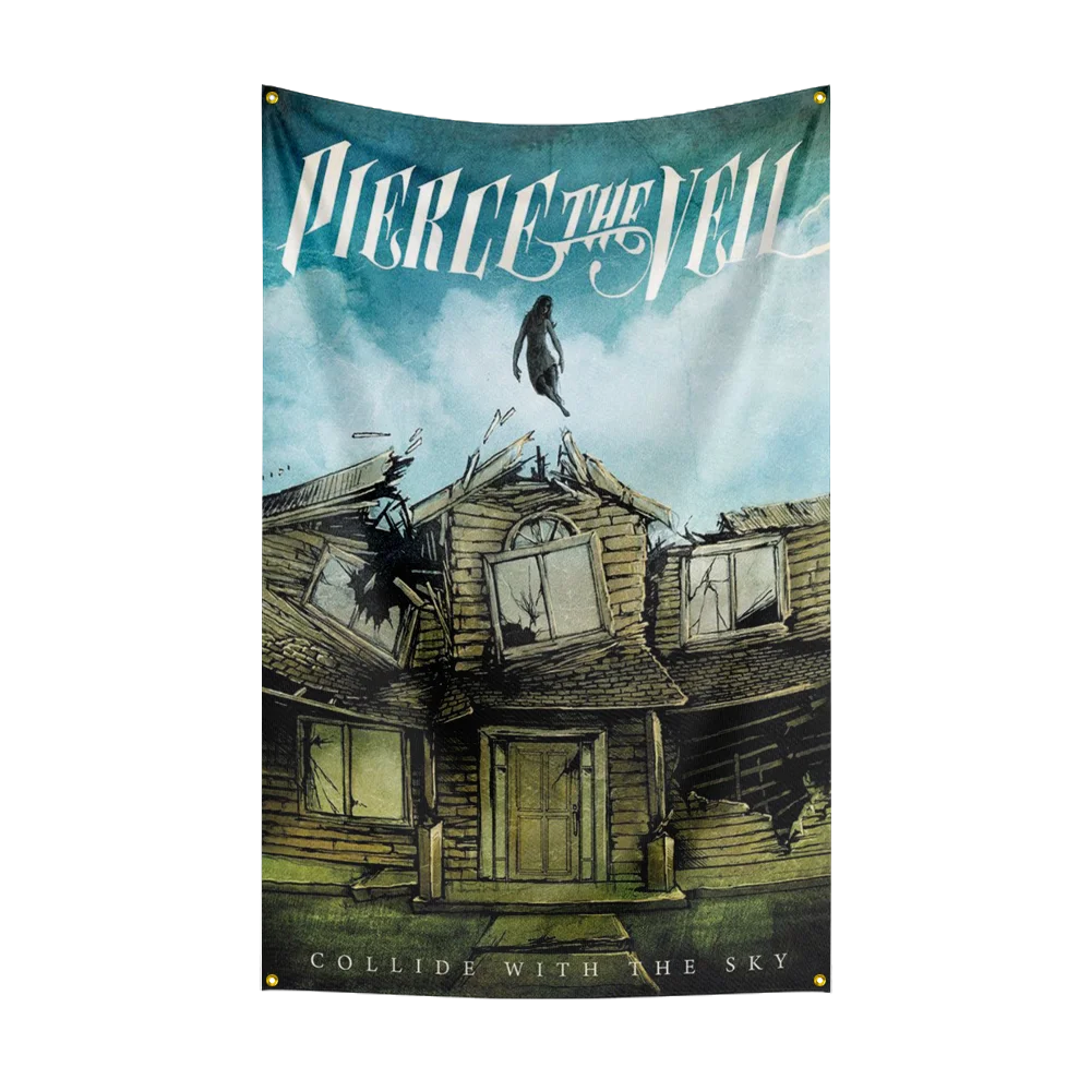 3x5 قدم P-Pierces-the-V-veilS-Rock Band العلم البوليستر الطباعة الرقمية راية للمرآب جدار الفن خارج الباب الديكور #3