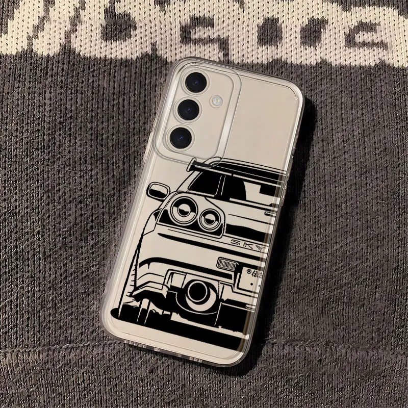 JDM Dream Car Phone Case for Samsung Galaxy A55 A23 A36 A13 A14 A53 A56 5G A26 A24 A25 A33 A15 A34 A35 A73 A54 Clear Cover