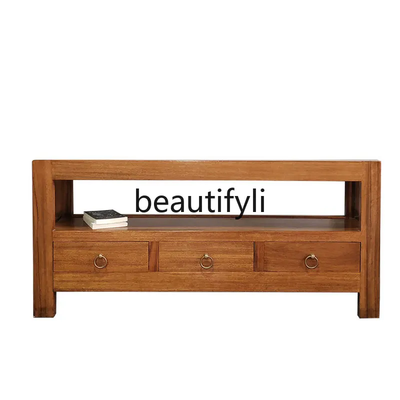 

Solid wood narrow small apartment bedroom room heightened TV cabinet small size living room