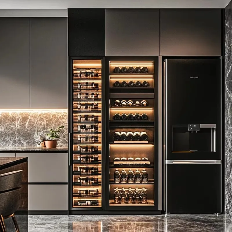 Modern Luxury Stainless Steel Thermostatic Wine Cabinet bar Large Wine Display Cabinet Built in Wine Cooler Fridge